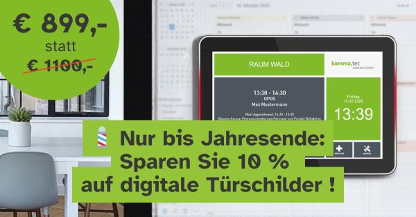 Digitalisieren Sie jetzt Ihre Raumbuchung Sparen Sie 10 % auf digitale Türschilder!