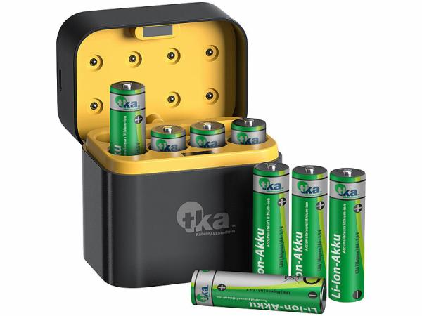 tka Köbele Akkutechnik 8er-Set Li-Ion-Akkus Typ AA/AAA, mit USB-C-Ladebox, www.pearl.de tka 8er-Set Li-Ion-Akkus Typ AA/AAA, USB-C-Ladebox