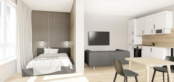 Eines der künftigen Apartments der City4Living in Hainburg City4Living eröffnet neues Boardinghaus in Hainburg