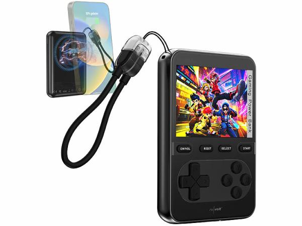 revolt Gaming-Powerbank PB-810.ips, 10.000 mAh, für Qi und MagSafe, bis 20 Watt, www.pearl.de revolt Gaming-Powerbank PB-810.ips