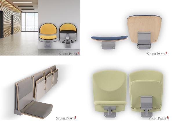 Freie Fluchtwege in Fluren und Wartezonen Dank fest montierten Wandklappsitzen