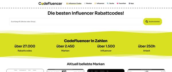 CodeFluencer - größtes Portal für Influencer Codes