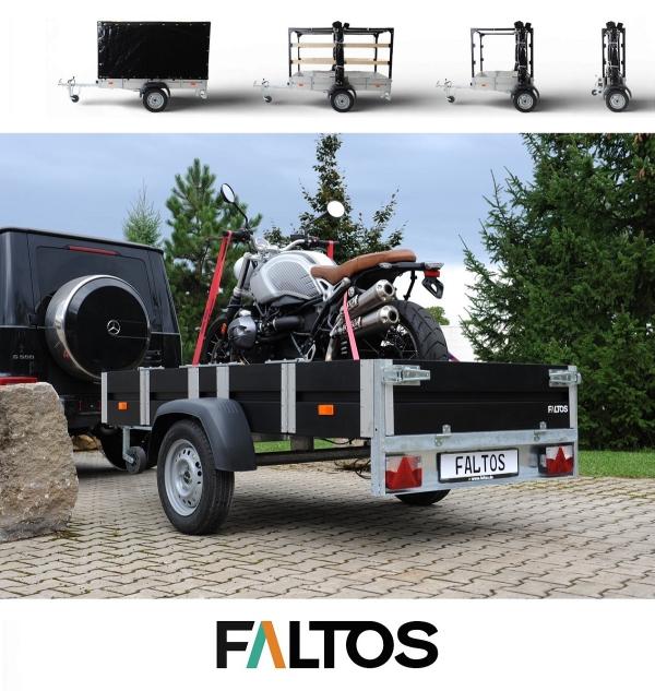 Innovative Systemlösung: FALTOS - der faltbare PKW-Anhänger jetzt mit Hochgestell und Plane