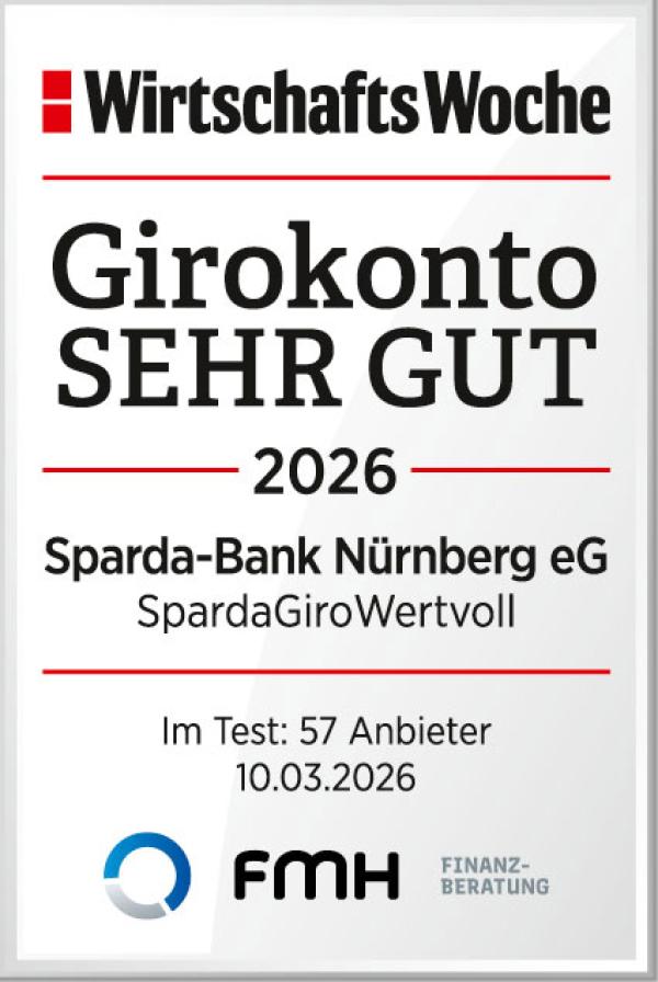 Bestnote für SpardaGiroWertvoll: Sparda-Bank Nürnberg eG bietet eines der besten Girokonten mit Zusatzleistungen unter den regionalen Banken