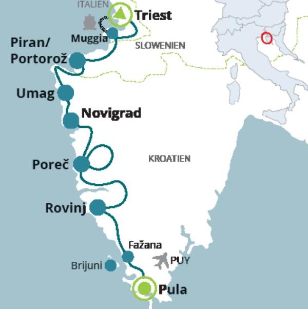 Genussvolle Radreise entlang der Adria: Von Triest bis Pula durch drei Länder