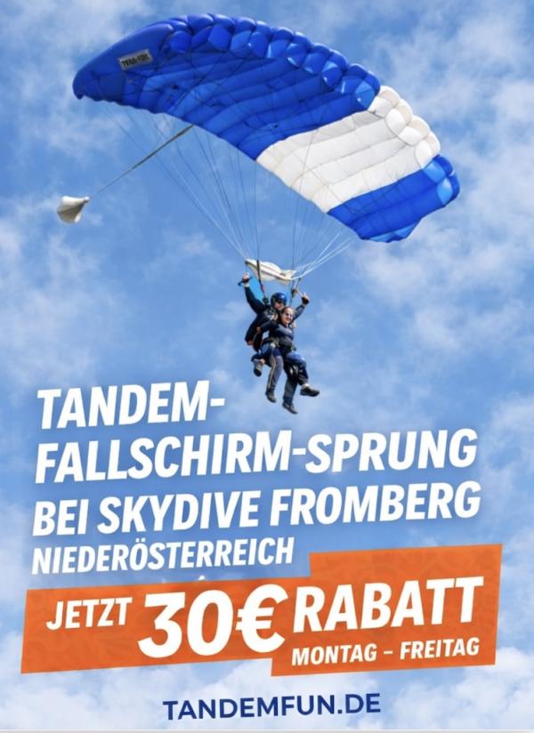 Fallschirm-Tandemspringen mit Rabatt beim Treffen in Fromberg