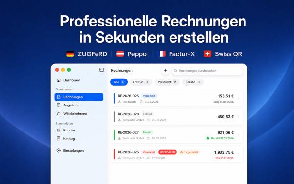 Rechnung Direkt: Neue Rechnungsapp für Apple-Geräte setzt auf Einmalkauf und E-Rechnung statt Abo-Modell
