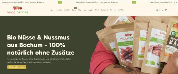 Bochumer Bio-Manufaktur Huggiberries setzt auf Nussmus ohne Palmöl und ausgewählte Snacks ohne Zuckerzusatz