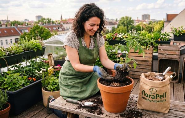 Urban Gardening mit floraPell Schafwollpellets