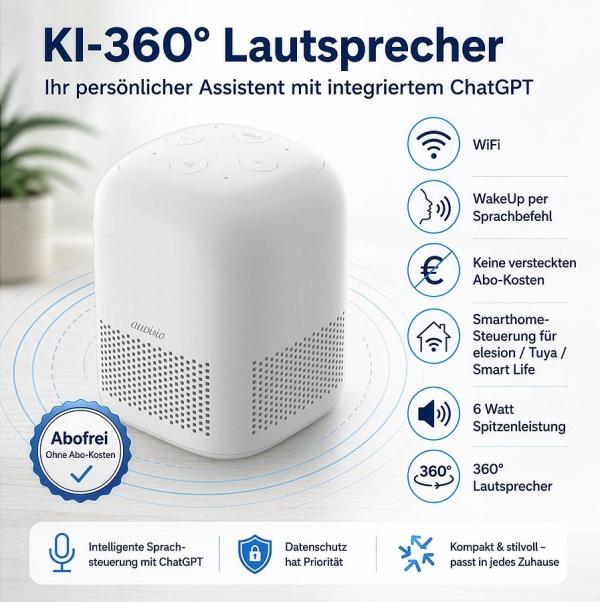auvisio KI-Sprachassistent mit ChatGPT 360&deg; Sprachausgabe
