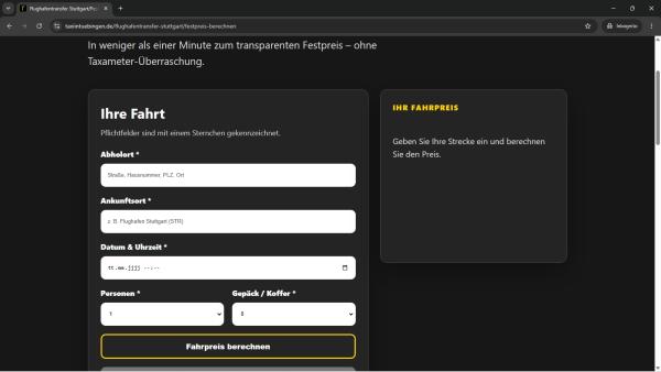 Taxi Tübingen Preisrechner neu gestaltet
