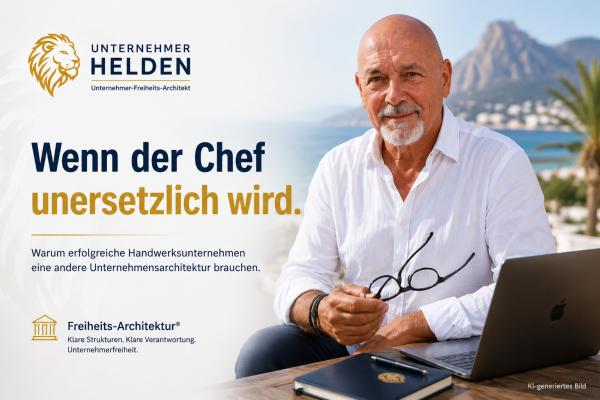 Wenn der Chef unersetzlich wird: Unternehmer-Helden setzt auf Freiheits-Architektur&reg; für Handwerksunternehmen