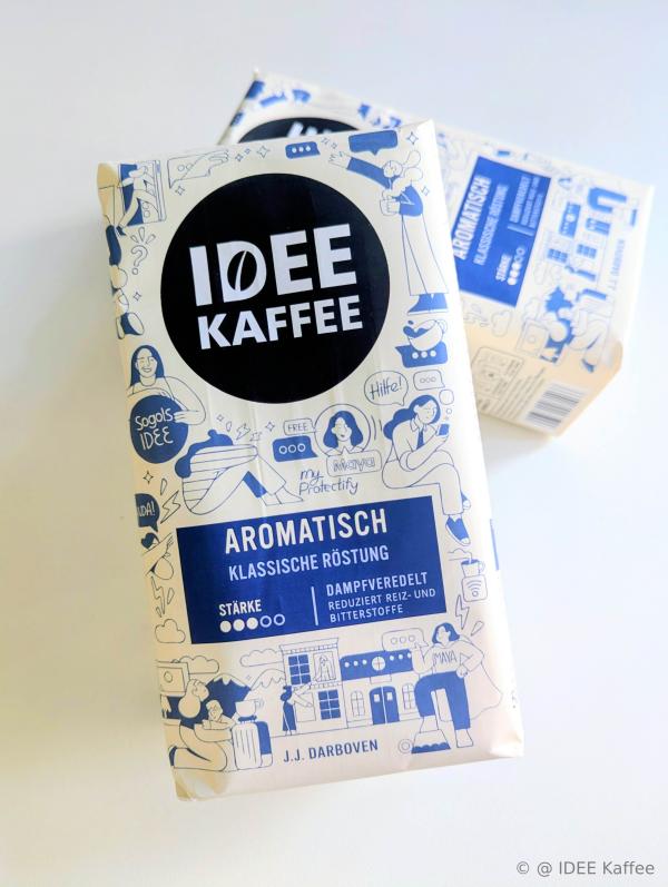 myProtectify auf den Verpackungen von IDEE-Kaffee