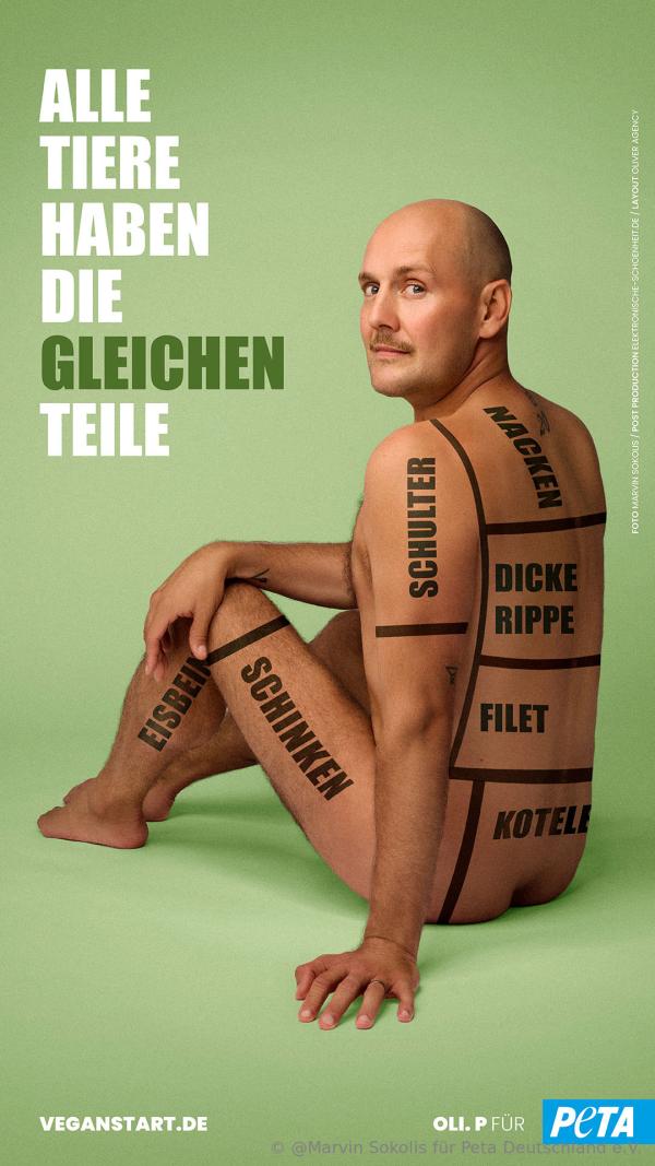 So hat man OIi.P noch nie gesehen! Neues PETA-Motiv: hüllenlos und mit klarer Message auf dem Körper