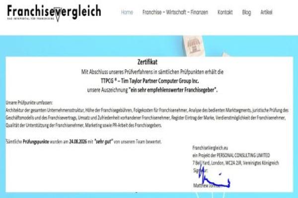 Vom neutralen Wirtschaftsportal FranchiseVergleich ausgezeichnet
