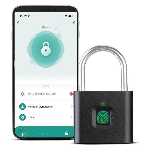 VisorTech Smartes Fingerabdruck-Vorhängeschloss, BT, App