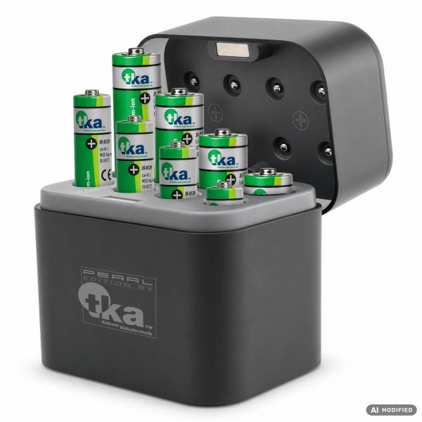 tka Universal-Akku-Ladegerät mit USB-C inkl. Li-Ion-Akkus