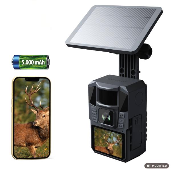 VisorTech WLAN-4K-Wildkamera WK-670.app, Solarpanel, Akku