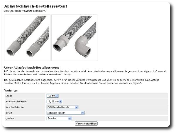 Ablaufschlauch-Bestellassistent  - von White Parts Patzschke Ersatzeile und Zubehör für Haushaltsgeräte