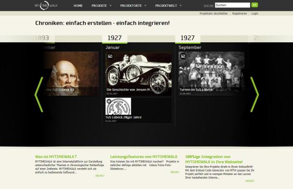 Chronik Software mytimewalk.de: webbasiert, multimedial, embedbar
