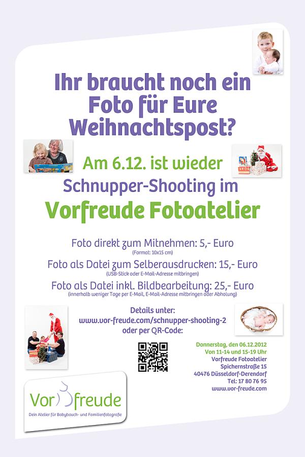 Das Vorfreude Fotoatelier in Düsseldorf lädt am 6.12.2012 zum Schnupper-Shooting ein!